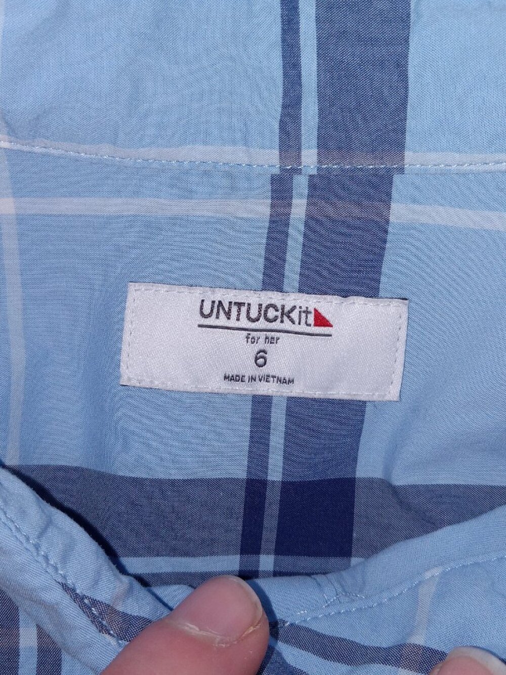 UNTUCKit Women's Plaid Cotton Short Sleeve Caroline Shirt Dress Blue Size 6 - Picture 13 of 15